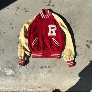 Vintage 80s varsity leather jacket